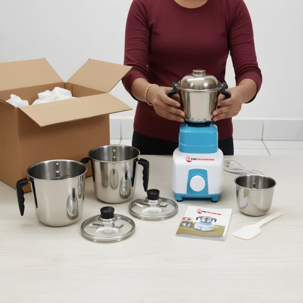 U S Traders DIAMOND 750W Mixer Grinder (DIAMOND 1, 3 Jars, White & Blue)