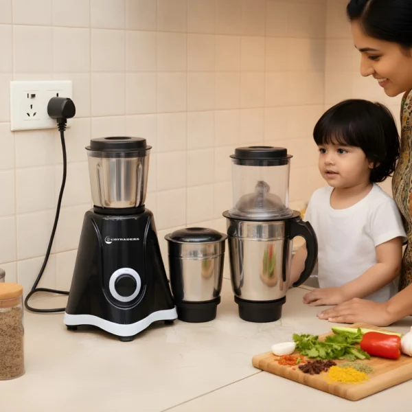 U S Traders DIAMOND 1400W Heavy Duty / Special Mixer Grinder (DIAMOND 1, 3 Jars, White & Black)